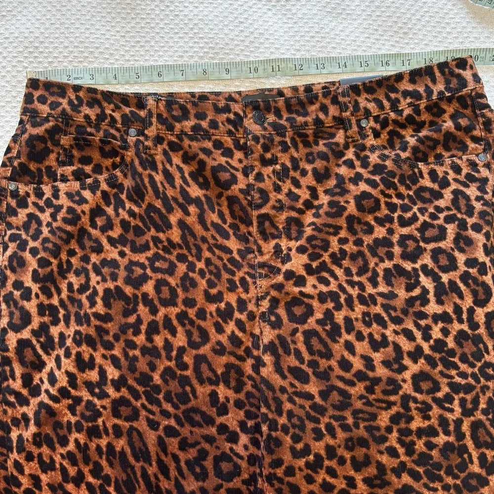 Talbots Straight‎ Leg Corduroy Pant Full Length High Waist Leopard Print 16W NWT